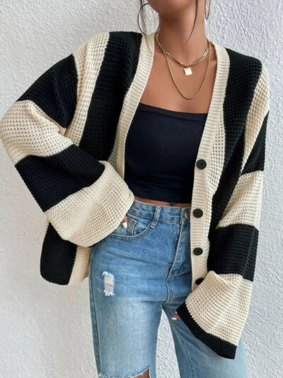 Elarova | Gestreifter KnopfCardigan