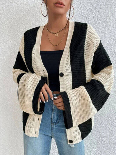 Elarova | Gestreifter KnopfCardigan
