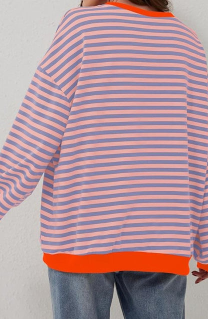 Elarova | Gestreifter Übergrößenpullover