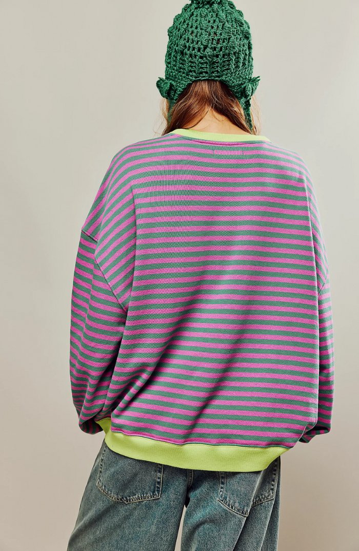 Elarova | Gestreifter Übergrößenpullover