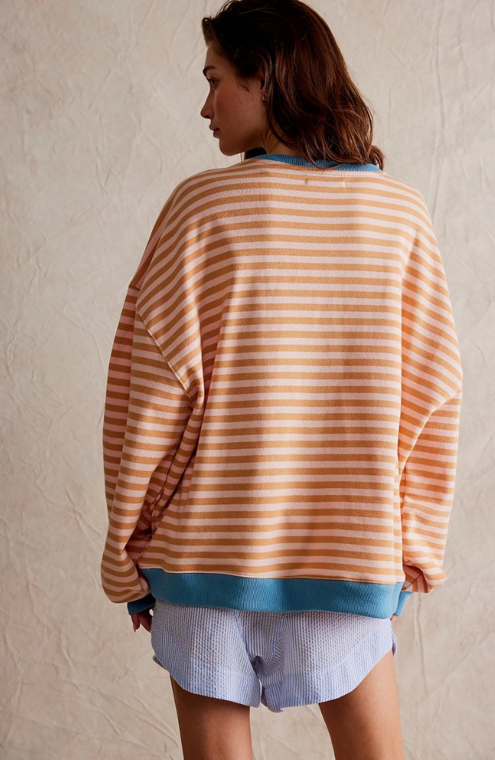 Elarova | Gestreifter Übergrößenpullover