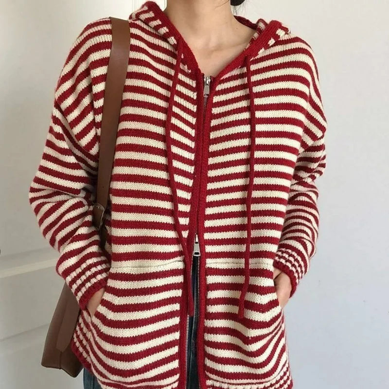 Elarova | Gestreiftes Hoodie Sweatshirt