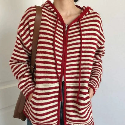 Elarova | Gestreiftes Hoodie Sweatshirt