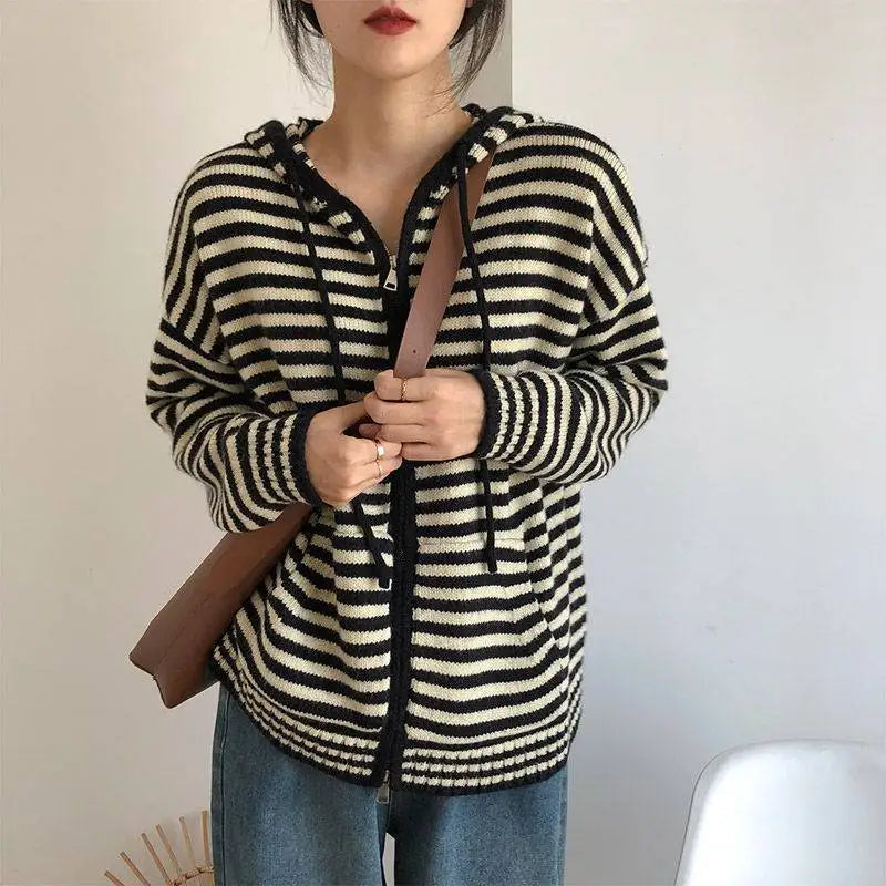 Elarova | Gestreiftes Hoodie Sweatshirt