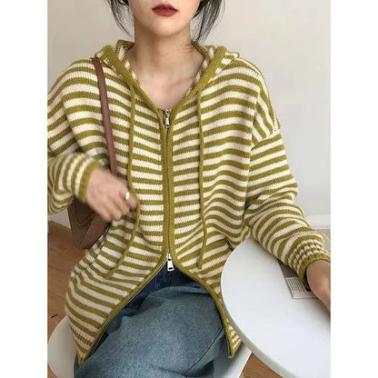 Elarova | Gestreiftes Hoodie Sweatshirt
