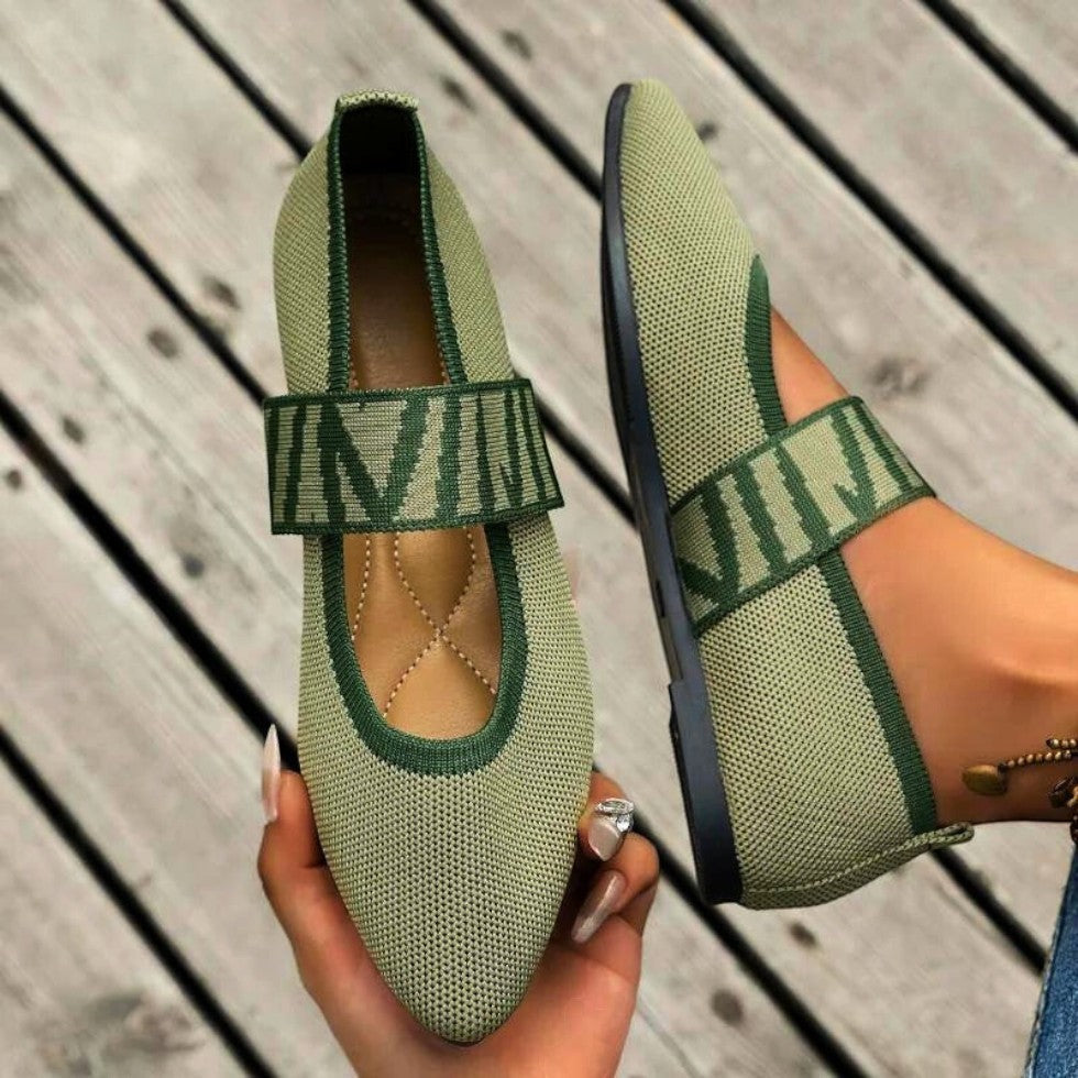 Elarova | Gestrickte Ballerinas im Color-Block-Design für Damen