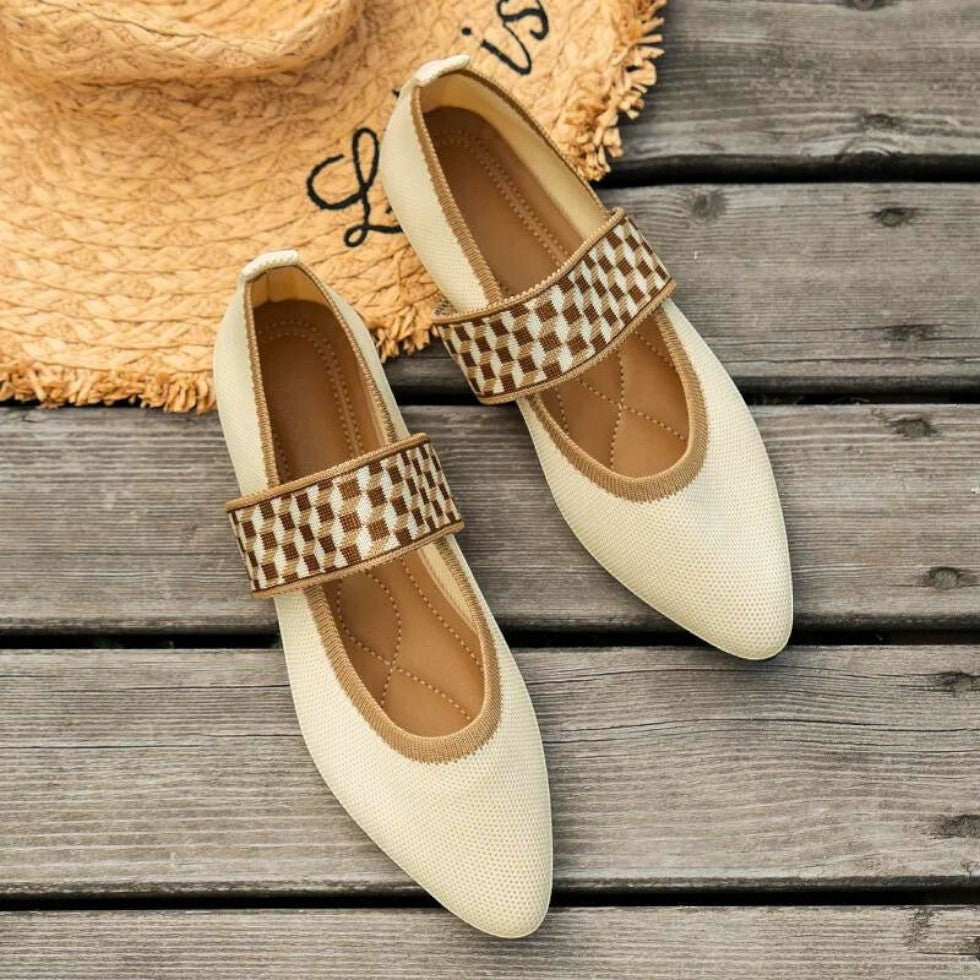 Elarova | Gestrickte Ballerinas im Color-Block-Design für Damen