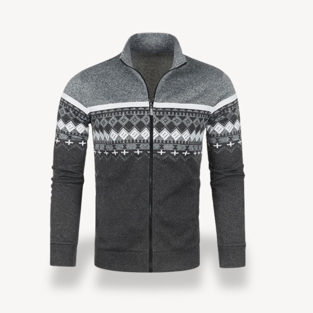 Elarova | Gestrickte Stehkragenjacke Herren