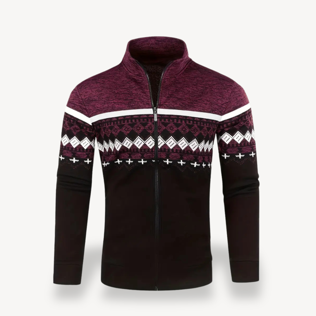 Elarova | Gestrickte Stehkragenjacke Herren