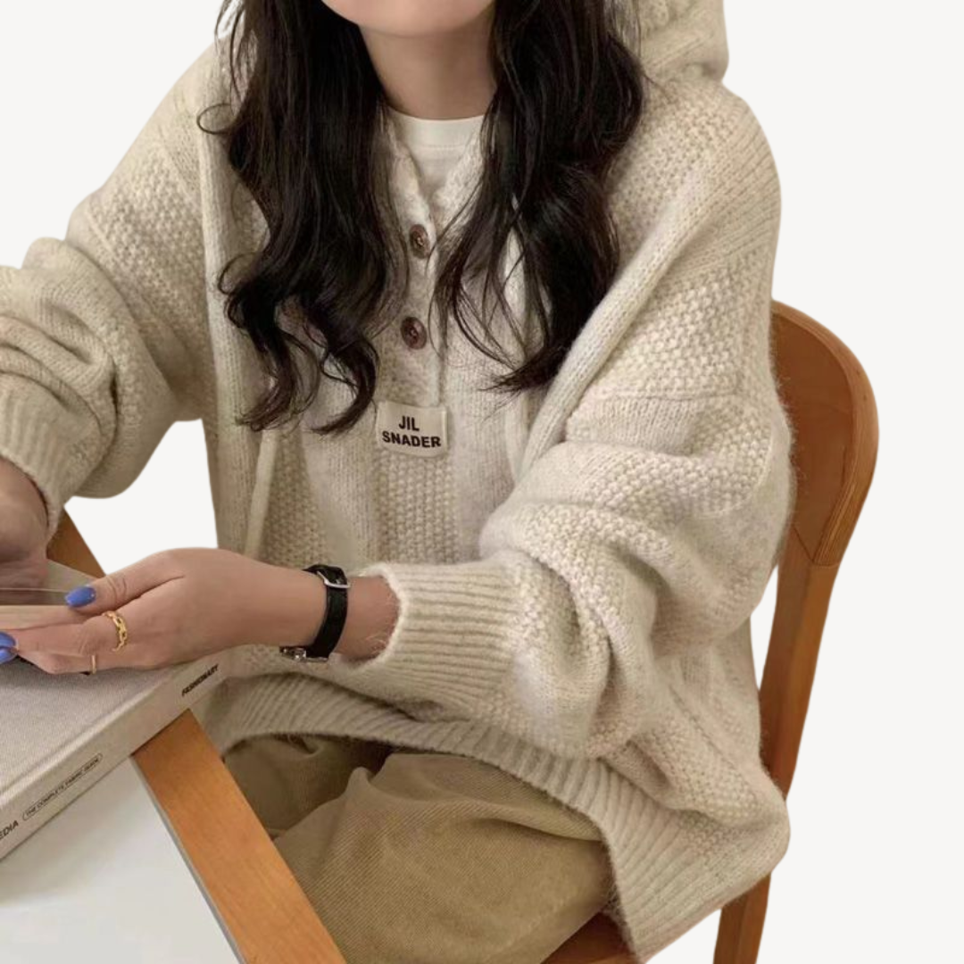 Elarova | Gestrickter Hoodie-Pullover für Damen