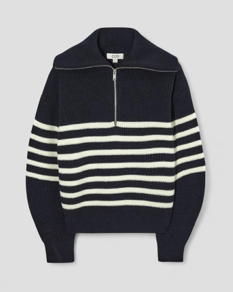 Elarova | Gestrickter Kaschmirpullover mit Reißverschluss am Hals für Damen