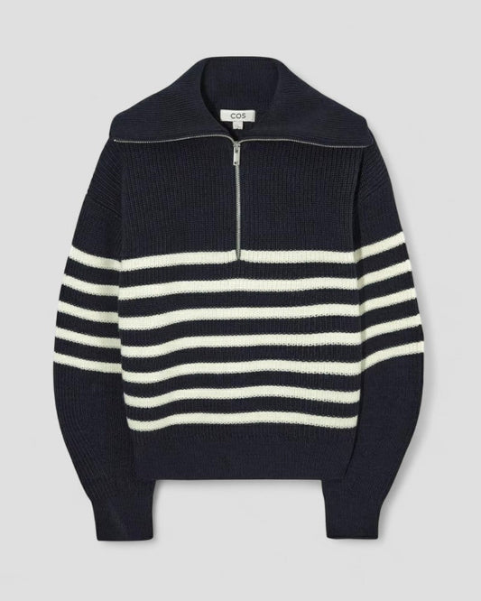 Elarova | Gestrickter Kaschmirpullover mit Reißverschluss am Hals für Damen