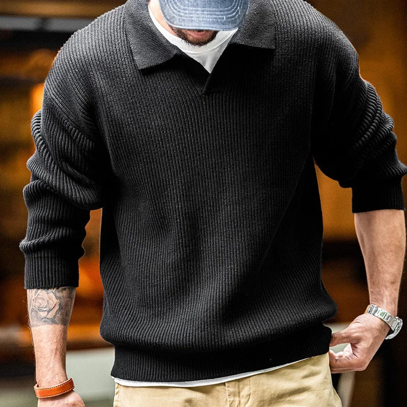 Elarova | Gestrickter Polopullover für Herren