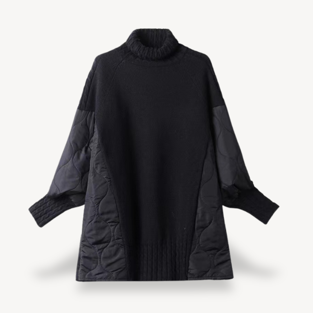 Elarova | Gestrickter, gesteppter Rollkragenpullover für Damen