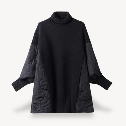 Elarova | Gestrickter, gesteppter Rollkragenpullover für Damen
