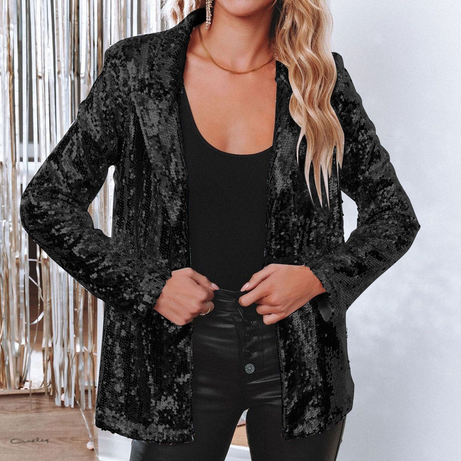 Elarova | Glamouröser Pailletten-Blazer