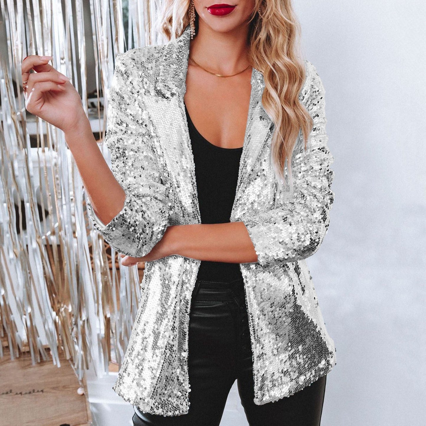 Elarova | Glamouröser Pailletten-Blazer