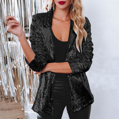 Elarova | Glamouröser Pailletten-Blazer