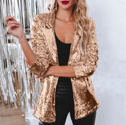 Elarova | Glamouröser Pailletten-Blazer