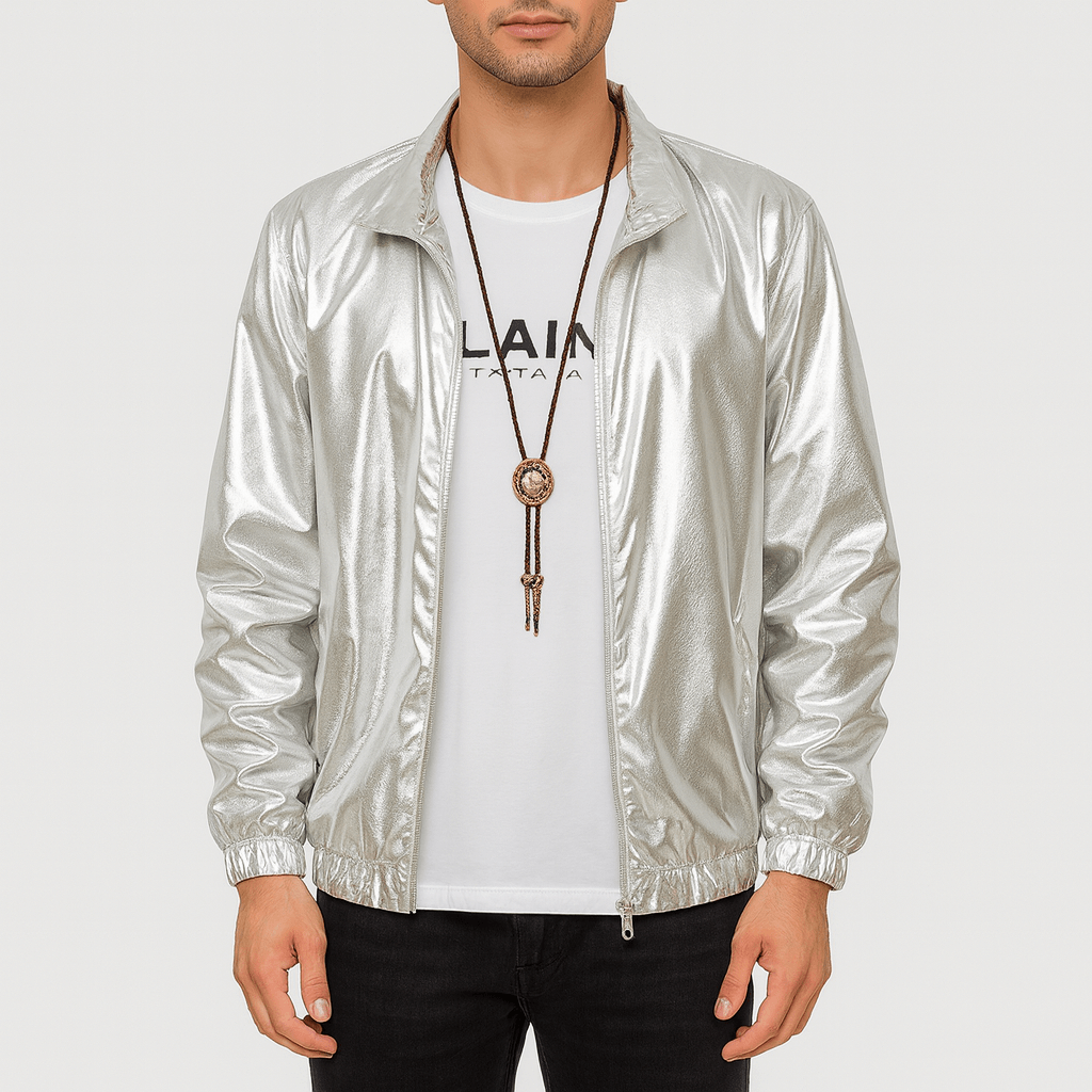 Elarova | Glänzende Reißverschlussjacke