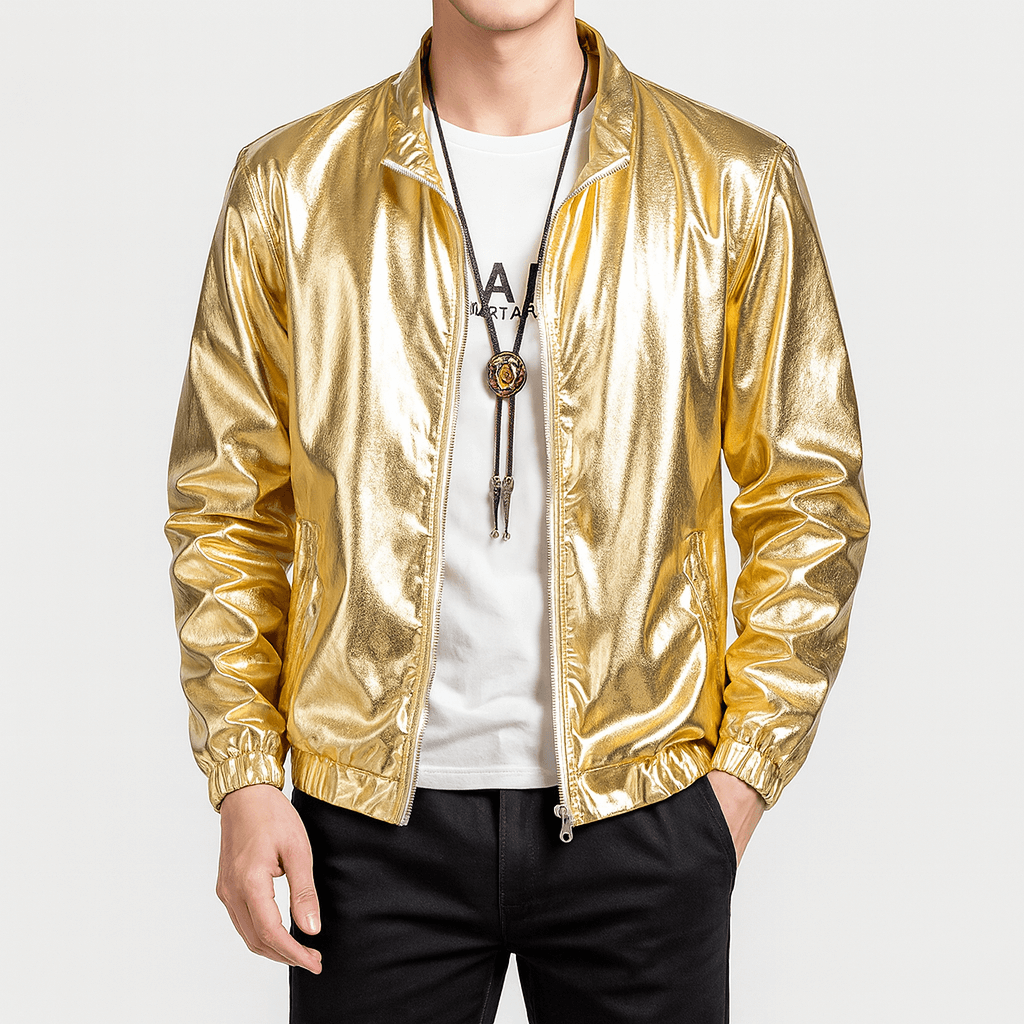 Elarova | Glänzende Reißverschlussjacke