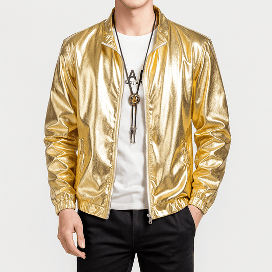 Elarova | Glänzende Reißverschlussjacke