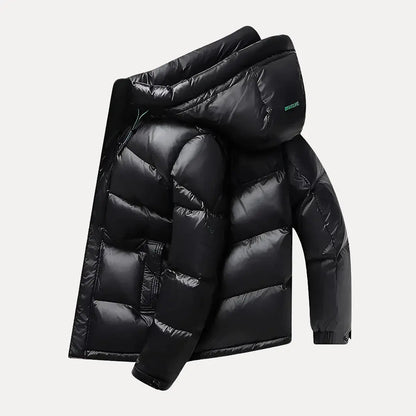 Elarova | Glänzende, gefütterte Herren-Steppjacke mit Kapuze
