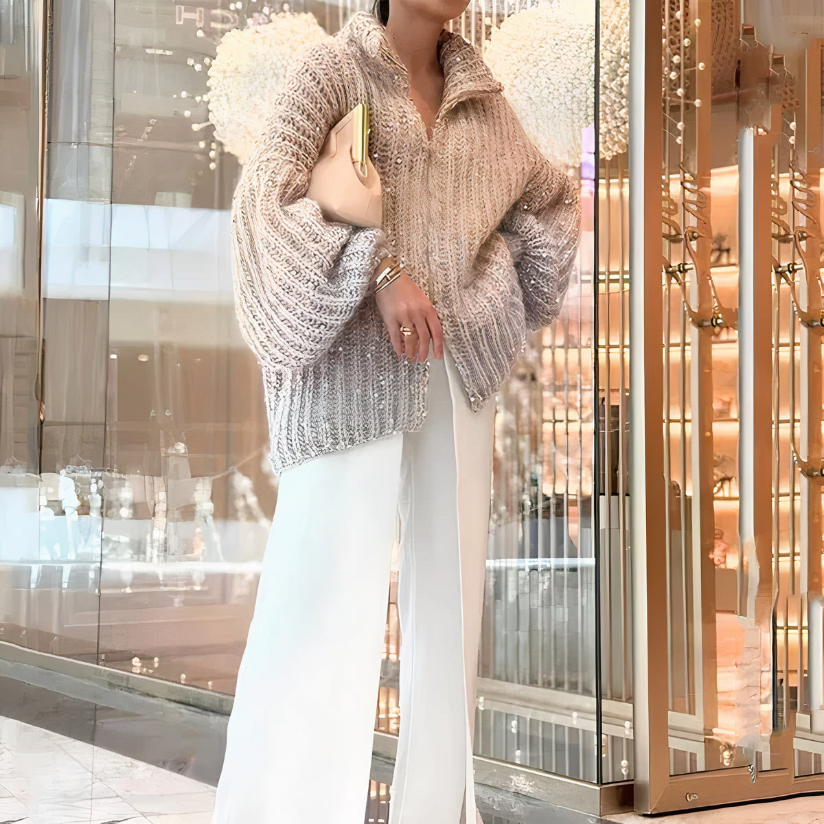 Elarova | Glänzender Seidensweater
