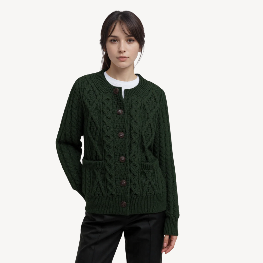Elarova | Grobstrick-Cardigan mit Zopfmuster für Damen