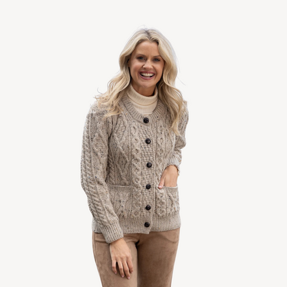 Elarova | Grobstrick-Cardigan mit Zopfmuster für Damen