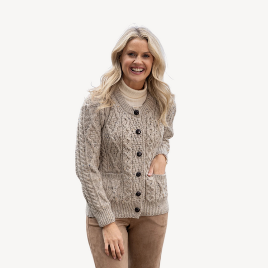 Elarova | Grobstrick-Cardigan mit Zopfmuster für Damen