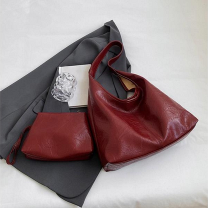 Elarova | Groß Kunstleder Umhängetasche Damenhandtasche