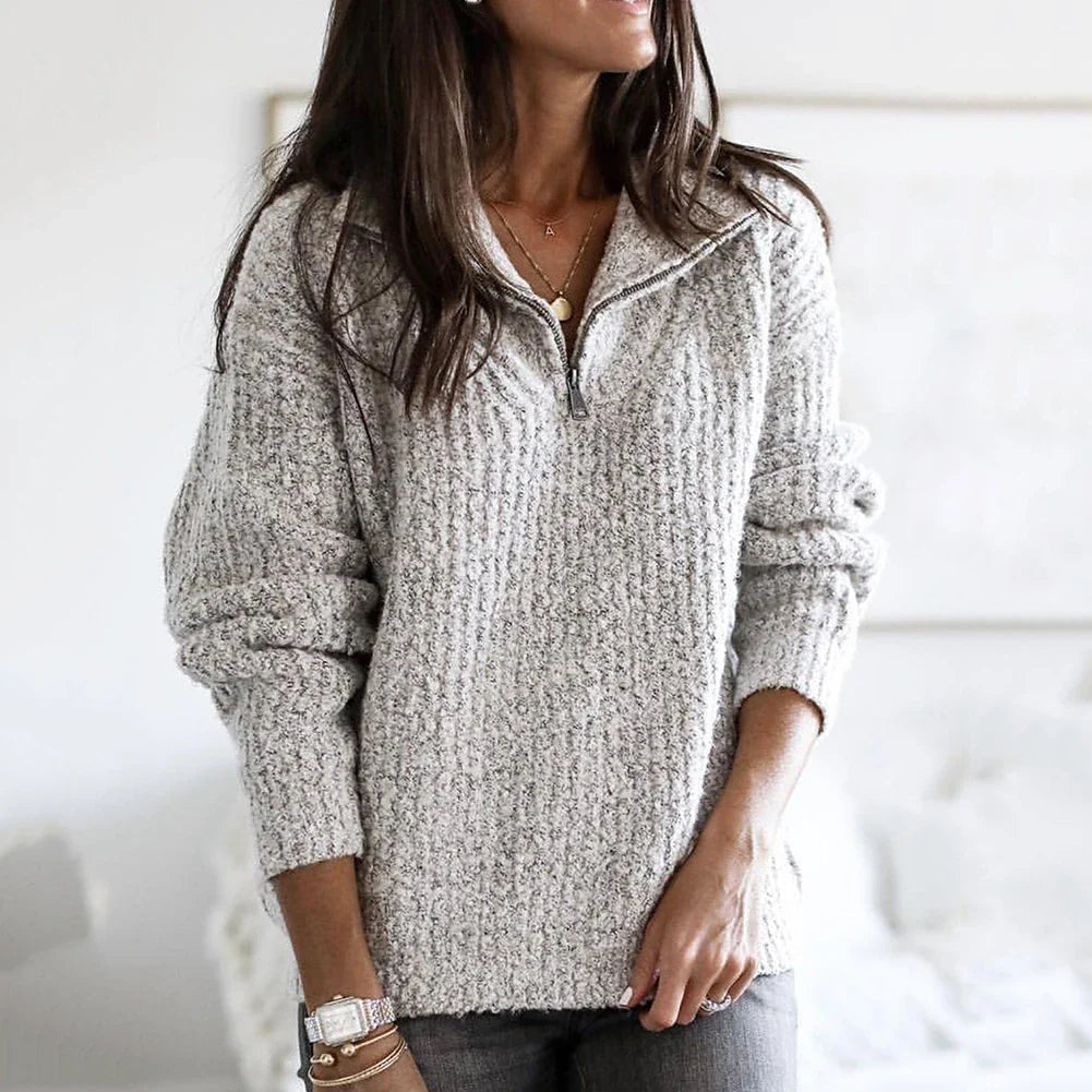 Elarova | Halb-Reißverschluss-Pullover für Damen