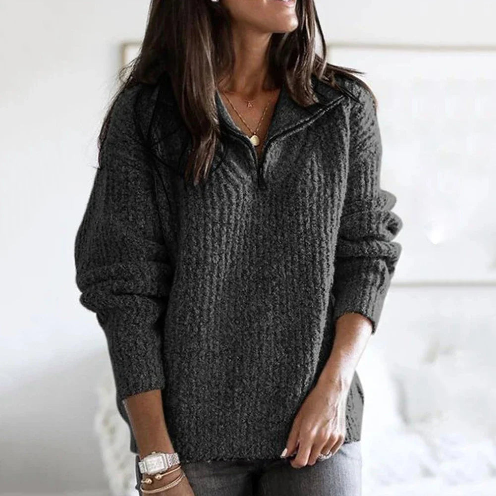 Elarova | Halb-Reißverschluss-Pullover für Damen