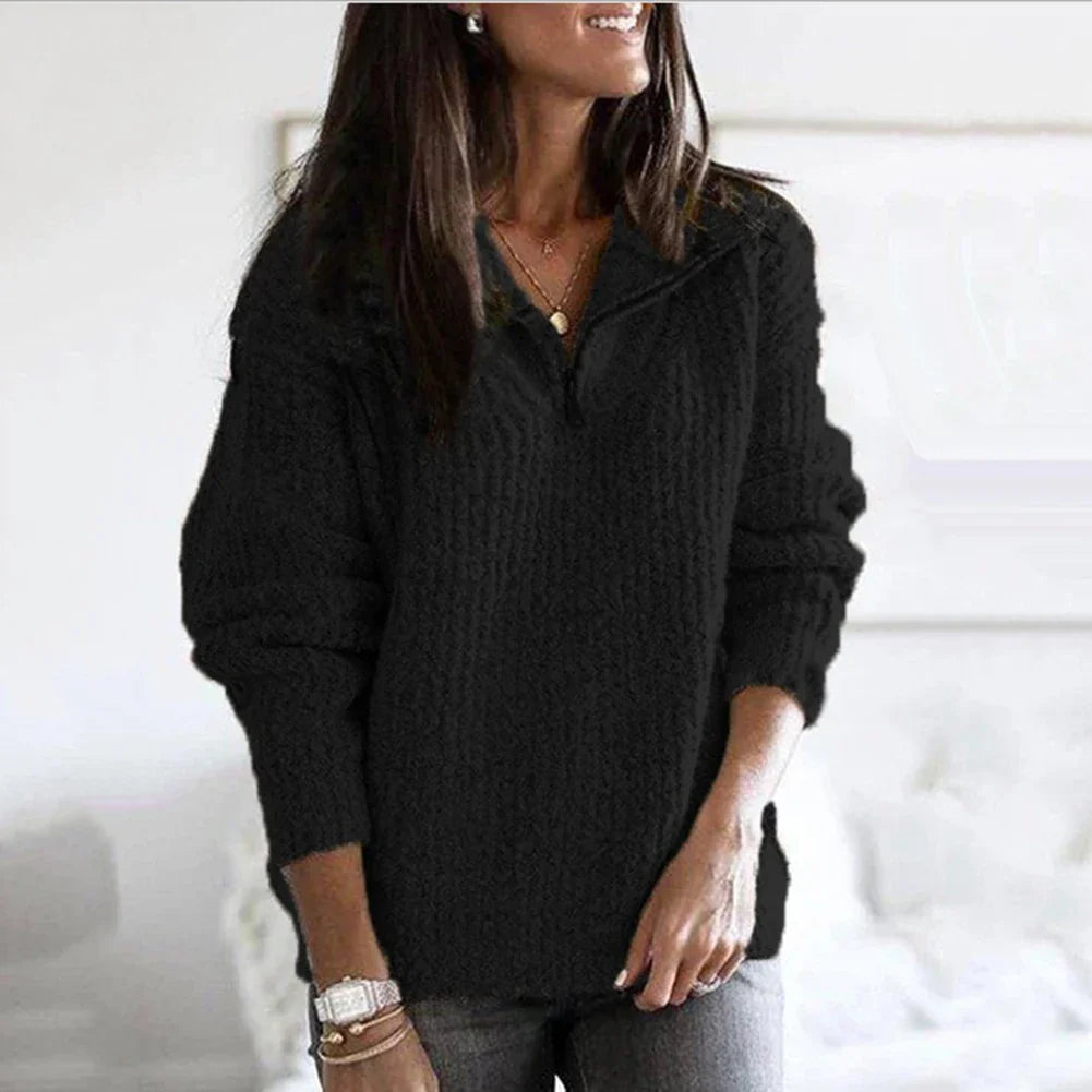 Elarova | Halb-Reißverschluss-Pullover für Damen