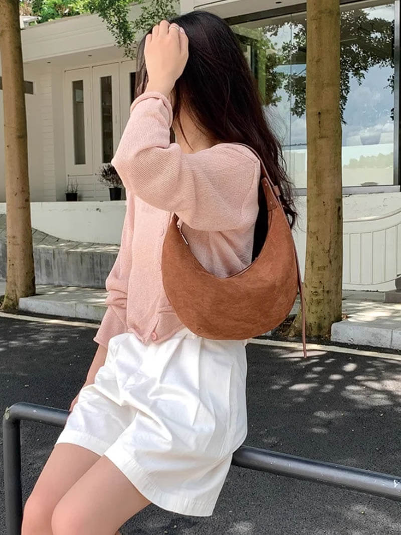 Elarova | Halbmond Tasche Aus Wildleder