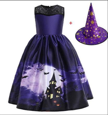 Elarova Halloween Prinzessin Kleid mit Halloween-Druck