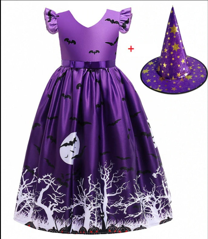 Elarova Halloween Prinzessin Kleid mit Halloween-Druck