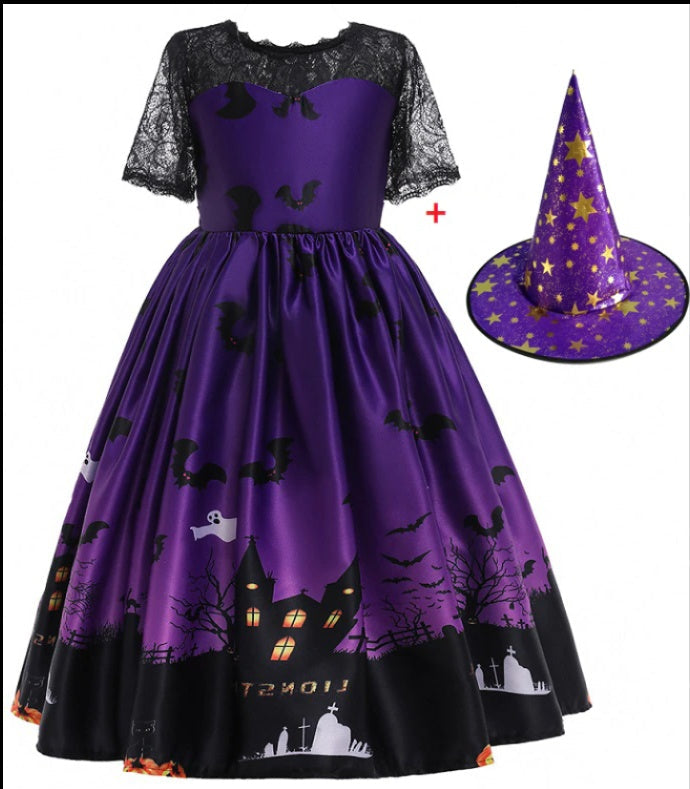 Elarova Halloween Prinzessinnenkleid mit Halloween-Muster