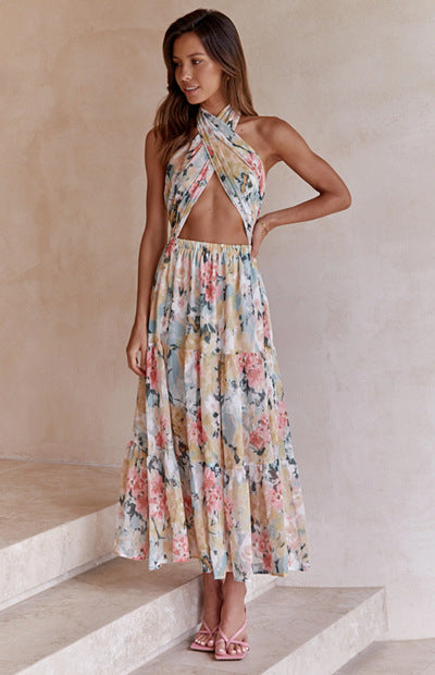 Elarova | Halter Bedrucktes Ärmelloses Halterkleid