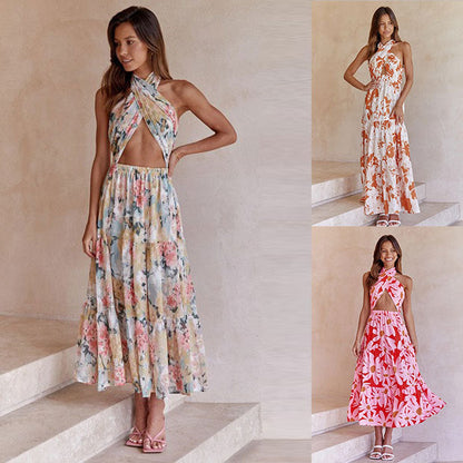 Elarova | Halter Bedrucktes Ärmelloses Halterkleid
