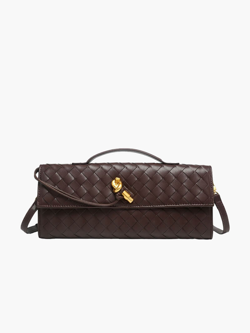Elarova | Handtasche Damen Woven Leder mit Goldverschluss