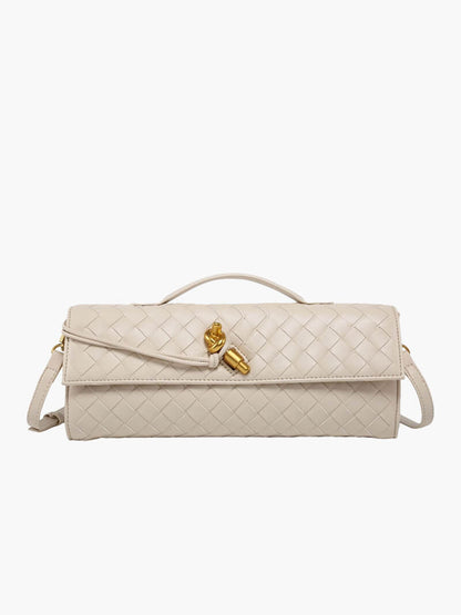 Elarova | Handtasche Damen Woven Leder mit Goldverschluss