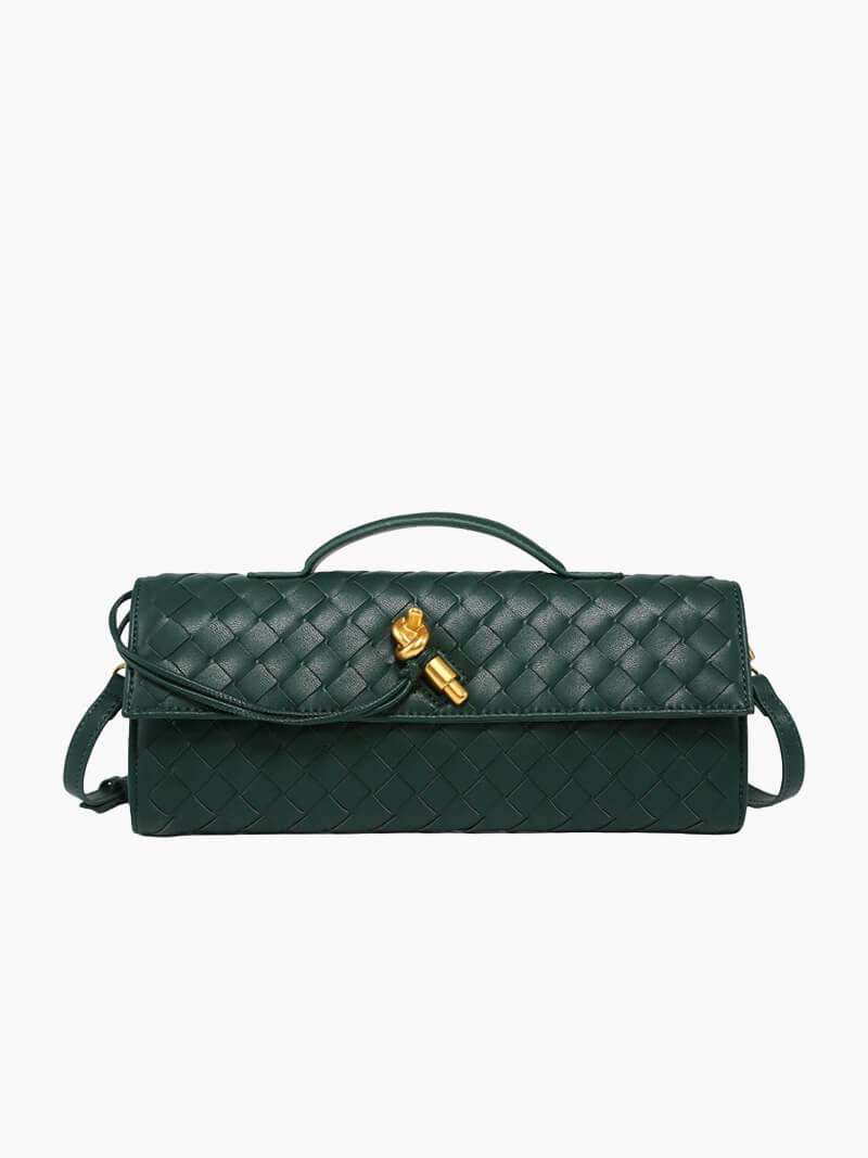 Elarova | Handtasche Damen Woven Leder mit Goldverschluss