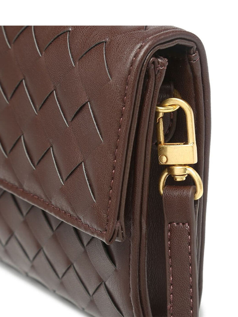 Elarova | Handtasche Damen Woven Leder mit Goldverschluss