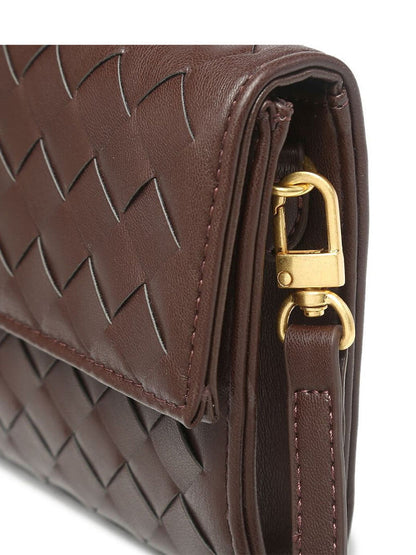 Elarova | Handtasche Damen Woven Leder mit Goldverschluss