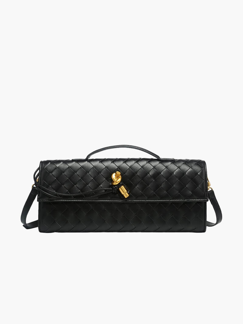 Elarova | Handtasche Damen Woven Leder mit Goldverschluss