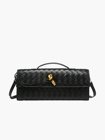 Elarova | Handtasche Damen Woven Leder mit Goldverschluss
