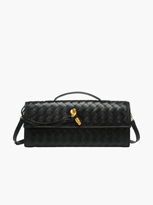 Elarova | Handtasche Damen Woven Leder mit Goldverschluss