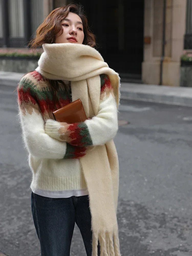 Elarova | Hässlicher Weihnachtspulli Dick gestrickter Pullover mit RetroMuster